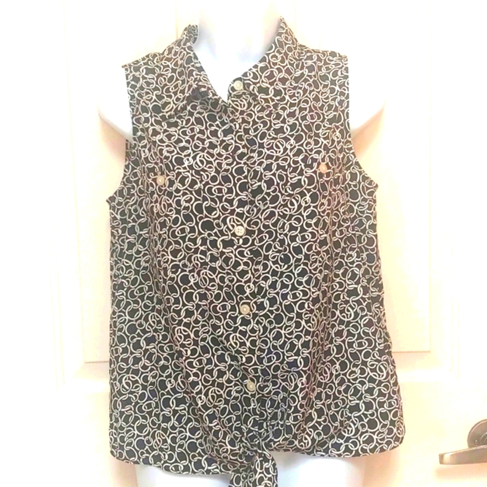 Ellen Tracy, black with White chain pattern, size Medium